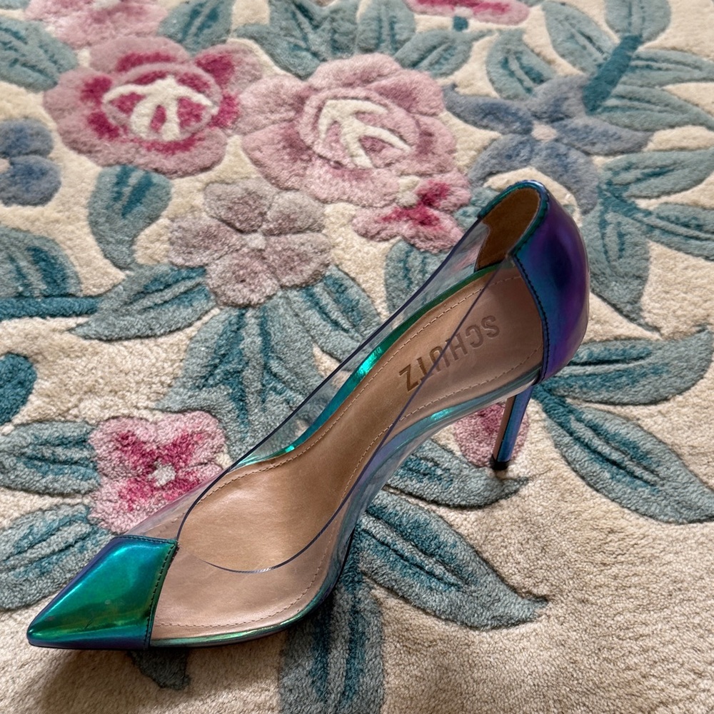 SCHUTZ Iridescent Teal and Violet Heels
